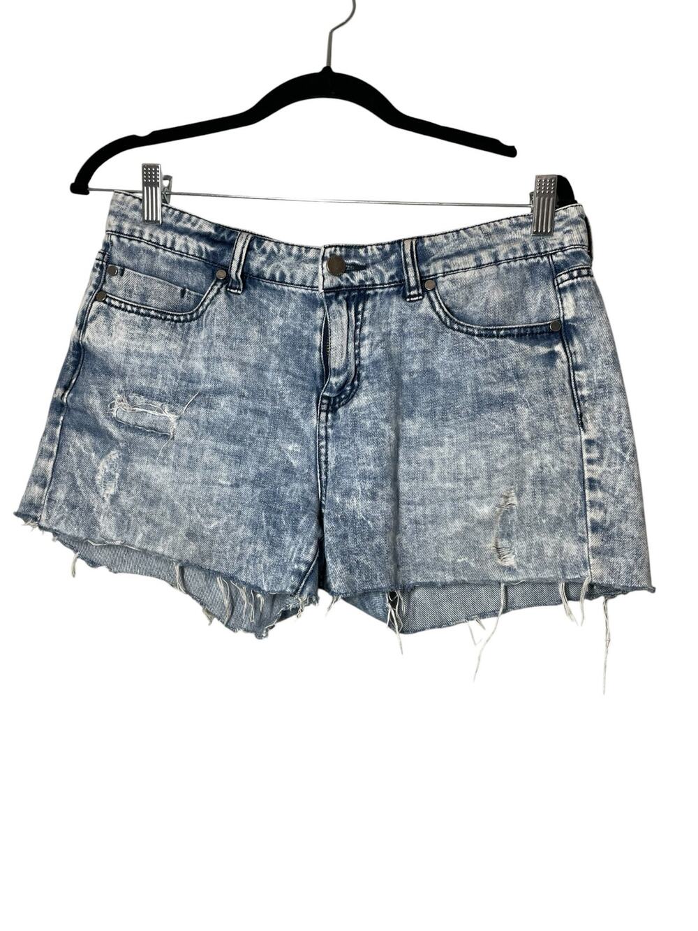 Liverpool Jean Shorts Acid Wash Jorts Distressed Cut-off Size 4 Blue Festival